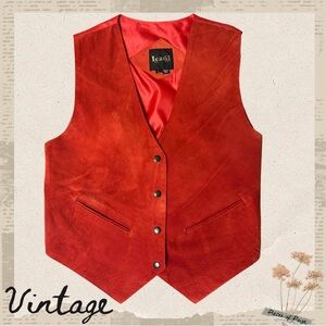 Vintage Learsi Genuine Suede Leather Vest – Red, Women’s Size L